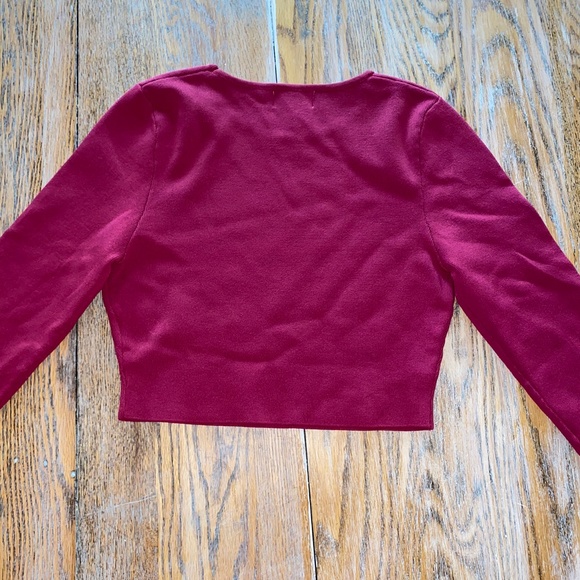 ABOUT US raspberry rayon, nylon,spand,cropped top - Picture 6 of 6